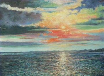 風景 Painting - 抽象的な海の風景 128